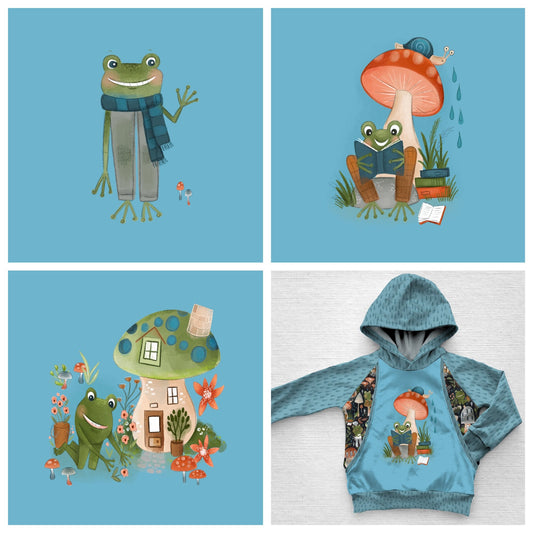 Friendly Frogs - 3 Panel Set - Cotton Lycra Jersey - Little Rhody Sewing Co.