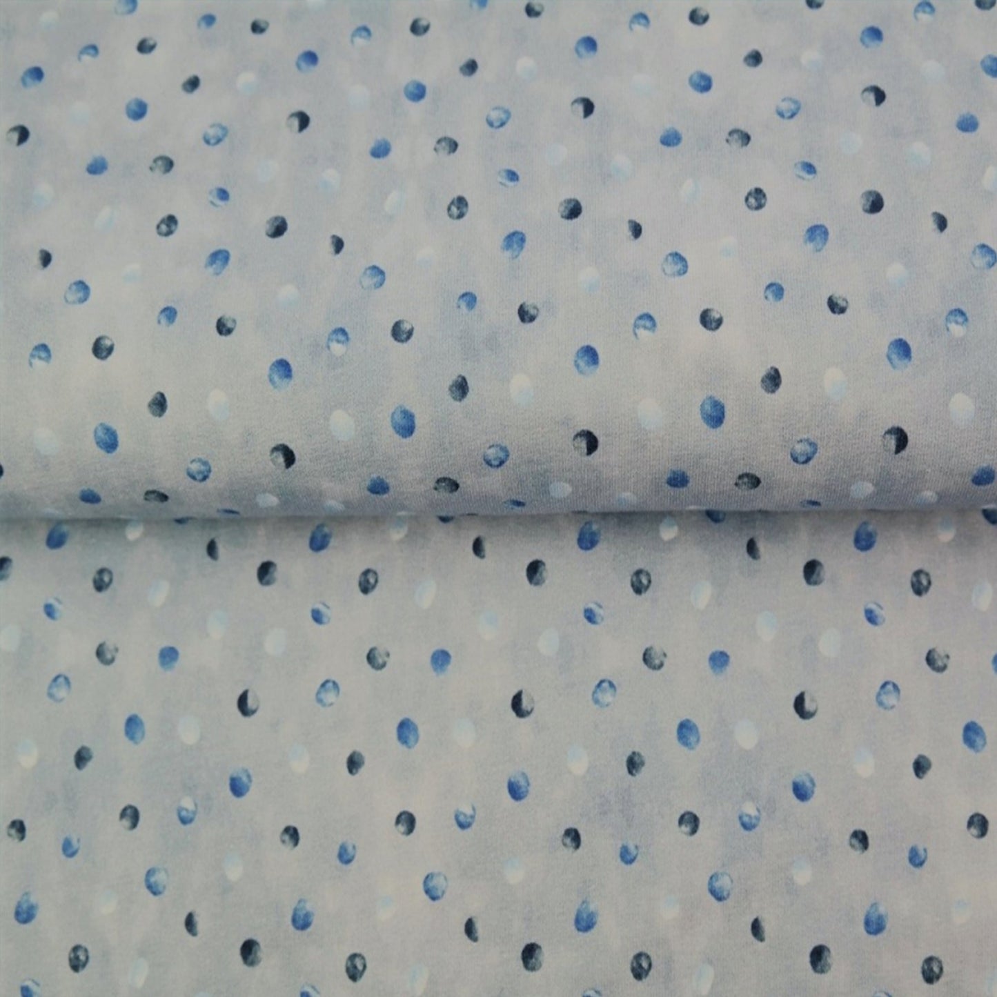 Frosty Blue Polka Dot - French Terry - By the 1/2 Yard - Little Rhody Sewing Co.