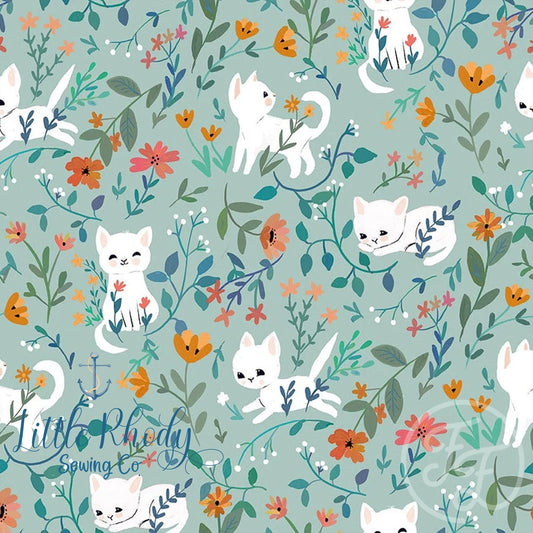 Garden Cats Mint - Little Rhody Sewing Co.