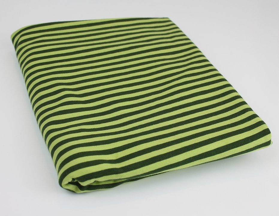 Green Medium Stripes - Yarn Dyed Jacquard Jersey - By the 1/2 Yard - European Knit Fabric - Little Rhody Sewing Co.