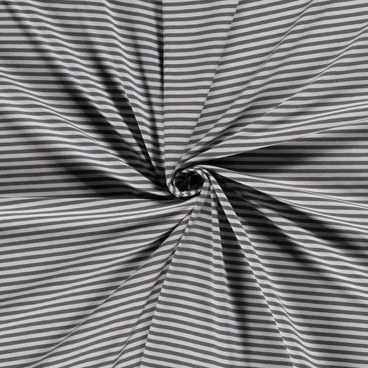 Grey Medium Stripes - Yarn Dyed Jacquard Jersey - By the 1/2 Yard - European Knit Fabric - Little Rhody Sewing Co.