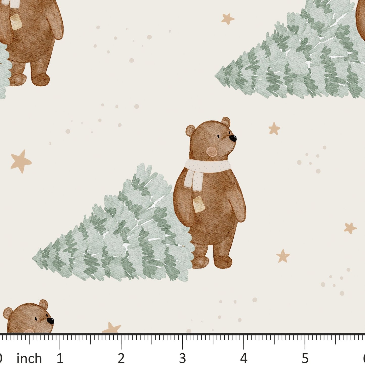 Hej Hanni - Christmas Bear - on Ecru - Little Rhody Sewing Co.