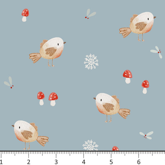 Hej Hanni - Preorder - Little Winter Birds - on Sky - Little Rhody Exclusive Colorway! - Little Rhody Sewing Co.