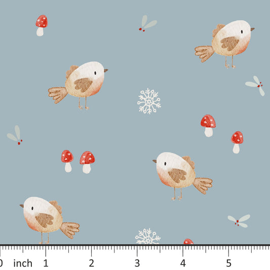 Hej Hanni - Winter Birds - on Sky Blue - Little Rhody Exclusive Colorway! - Little Rhody Sewing Co.
