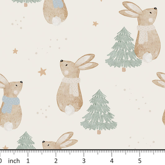 Hej Hanni - Winter Bunny - on Ecru - Little Rhody Sewing Co.