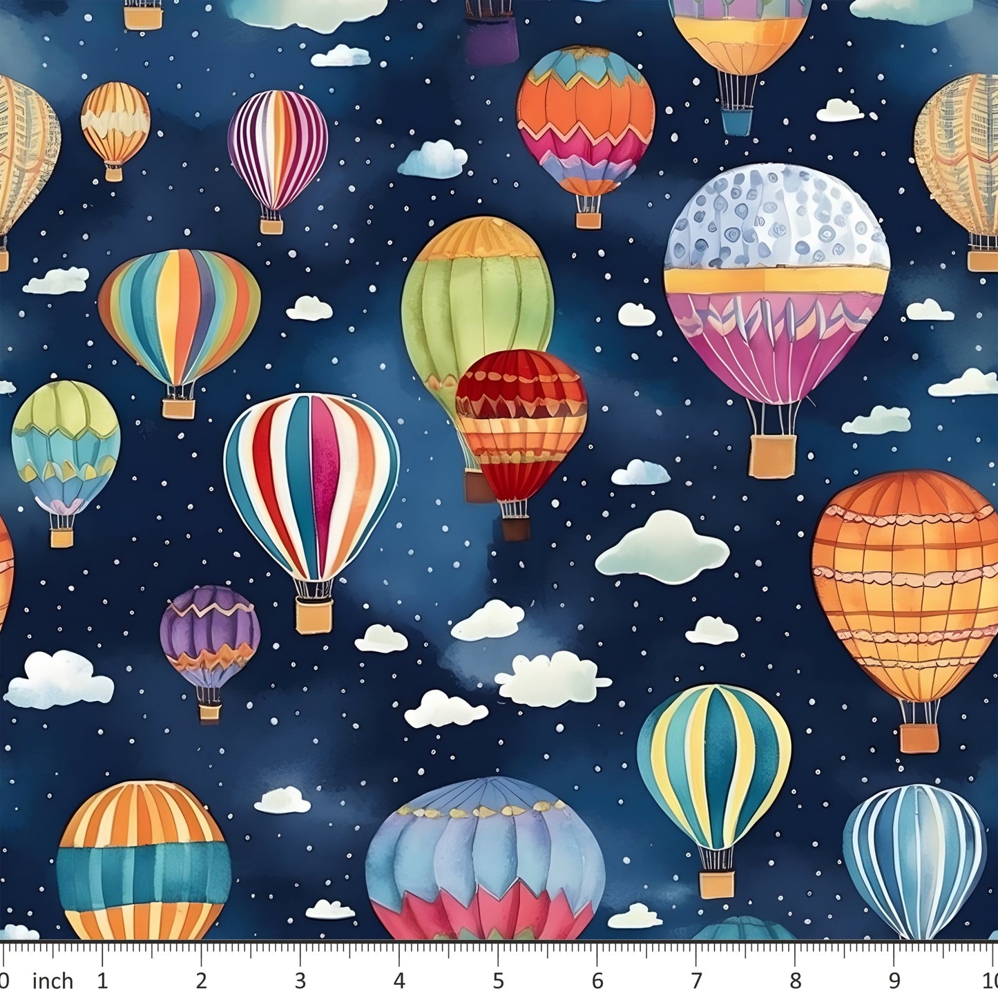 Hot Air Balloons on Dark Blue - Little Rhody Sewing Co.