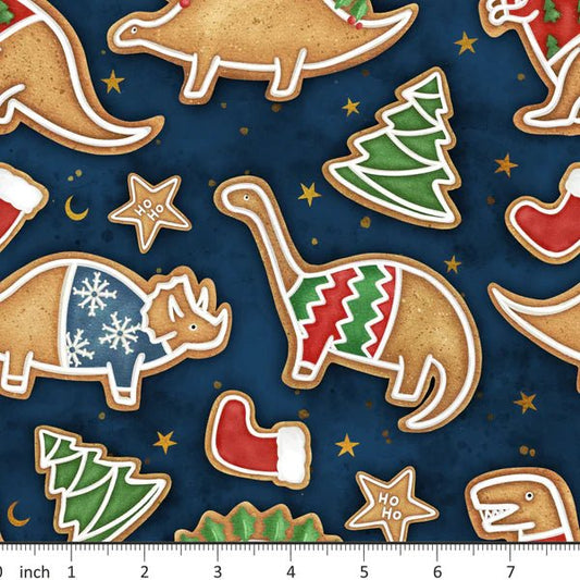 In Stock - Jersey - Back My Stitch Up - Christmas Dinosaur Cookies - Little Rhody Sewing Co.