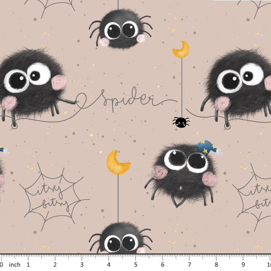 Lorna Patterns - Itsy Bity Spider - on Dark Beige - Little Rhody Exclusive Colorway - Little Rhody Sewing Co.