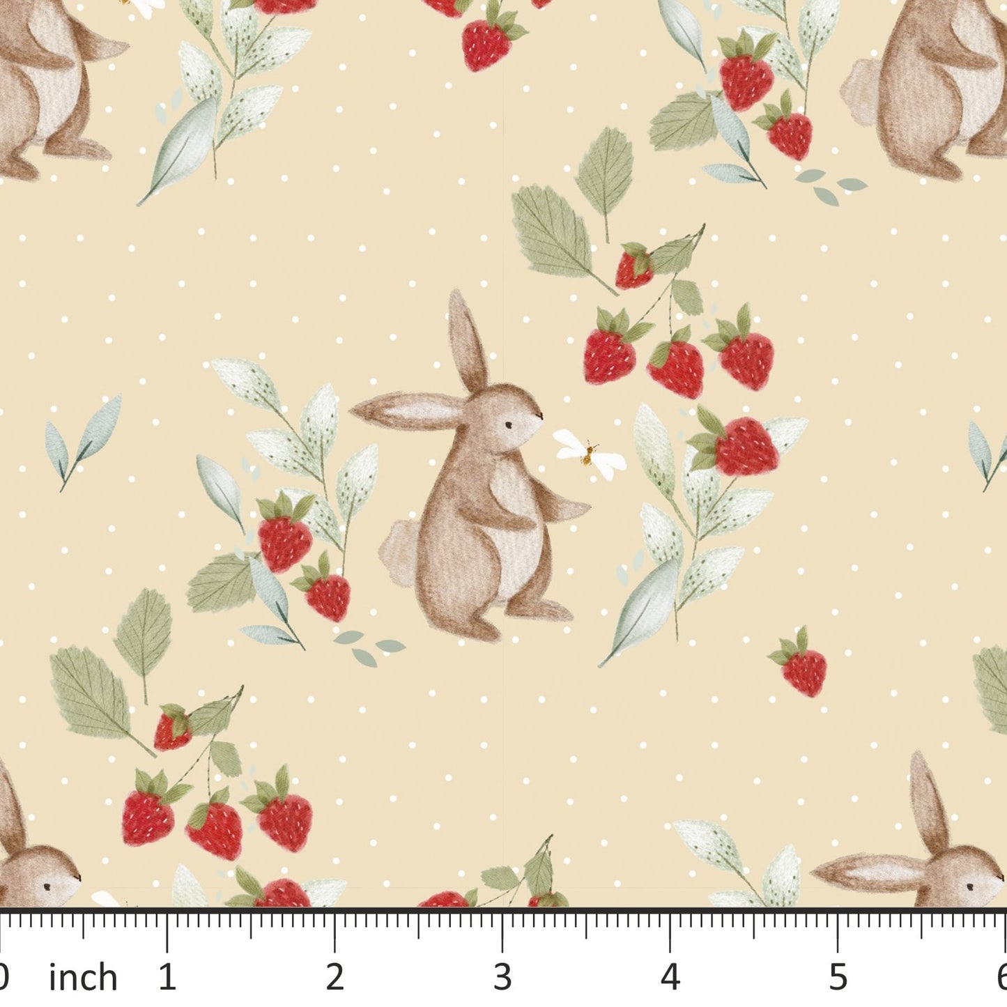 Lumelo and Ginger - Bera on Vanilla - Rabbit - Bunny - Strawberry Garden - Little Rhody Sewing Co.