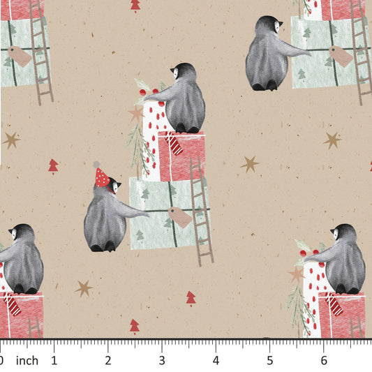 Lumelo and Ginger - Buddie on Suede - Penguins at Christmas - Little Rhody Sewing Co. Exclusive! - Little Rhody Sewing Co.