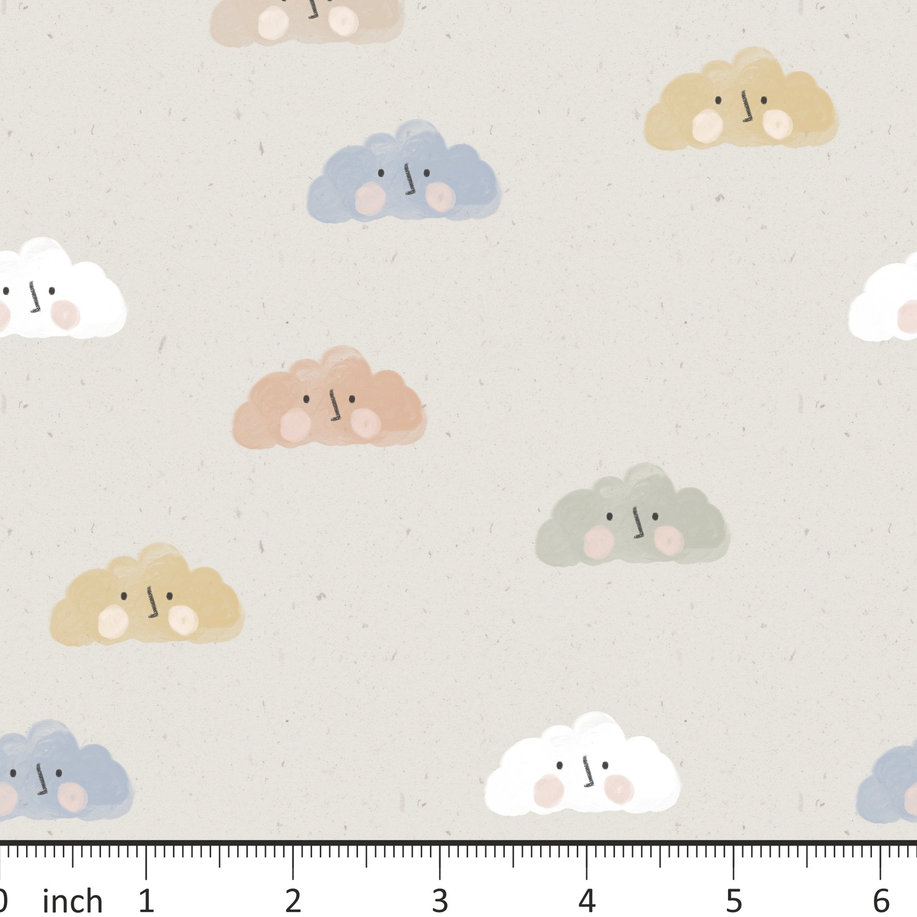 Lumelo and Ginger - Clouds - on Ecru - From the Minis Collection - Little Rhody Sewing Co.