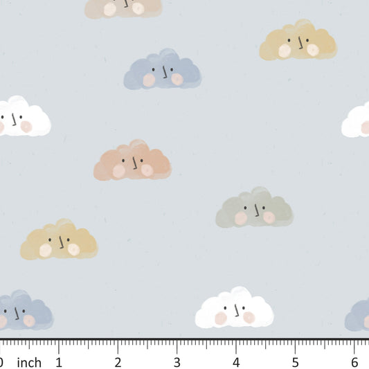 Lumelo and Ginger - Clouds - on Sky - From the Minis Collection - Little Rhody Sewing Co.