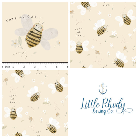 Lumelo and Ginger -Cute as Can Bee - on Daisy - 3 Panel Set - 3 Panel Rapport - Little Rhody Sewing Co.