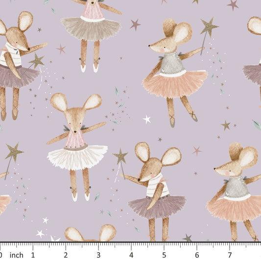 Lumelo and Ginger - Dottie on Lavender - Mouse Ballet - Mice Ballet - Little Rhody Sewing Co.