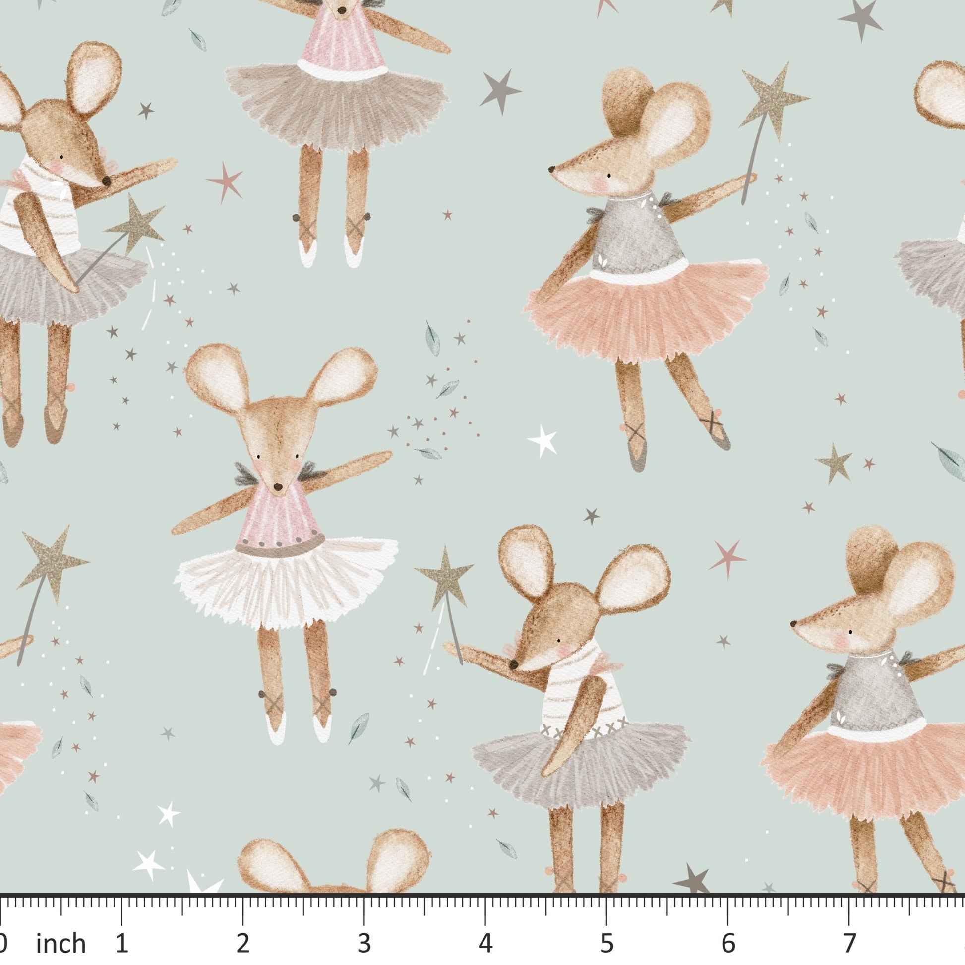 Lumelo and Ginger - Dottie on Mint - Mouse Ballet - Mice Ballet - Little Rhody Sewing Co.