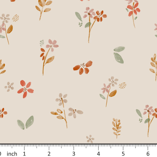 Lumelo and Ginger - Flora Valley - on Ecru - Autumn Floral - Little Rhody Sewing Co.