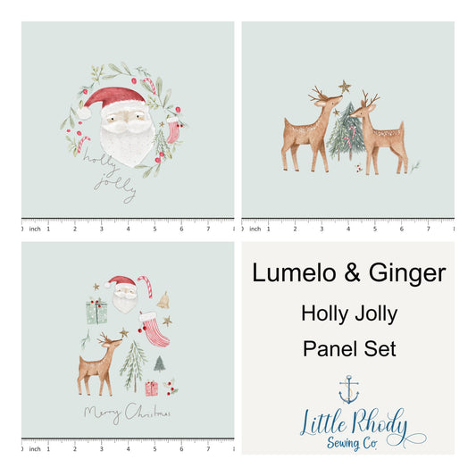 Lumelo and Ginger -Holly Jolly on Chalk - 3 Panel Set - 3 Panel Rapport - Little Rhody Sewing Co.