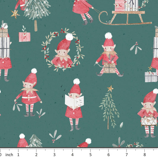 Lumelo and Ginger - Junipers the Elves - on Bottle Green - Little Rhody Sewing Co.