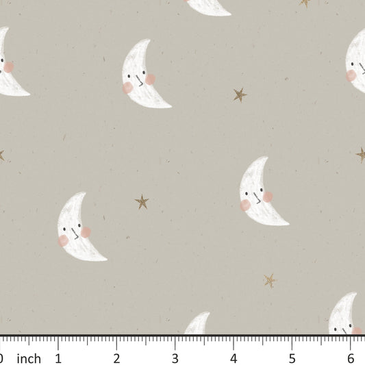 Lumelo and Ginger - Moons - on Brushed - From the Minis Collection - Little Rhody Sewing Co.