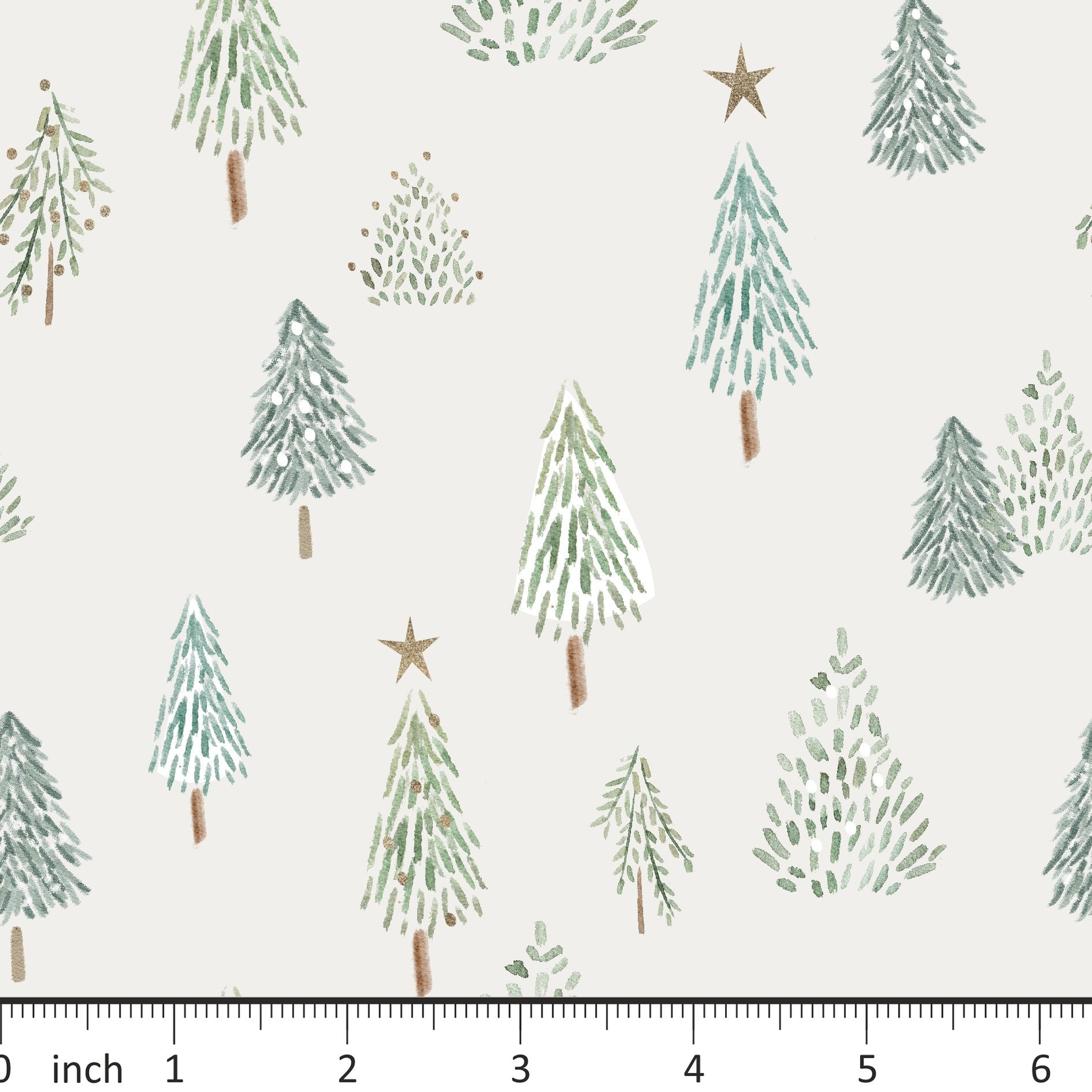 Lumelo and Ginger - Pine Trees - Christmas - on Ecru - Little Rhody Sewing Co.