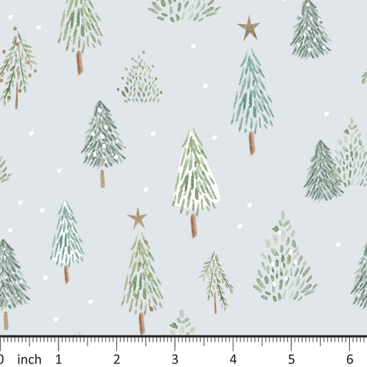 Lumelo and Ginger - Pine Trees - Christmas - on Icy - Little Rhody Sewing Co.
