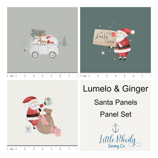 Lumelo and Ginger -Santa - 3 Panel Set - 3 Panel Rapport - Little Rhody Sewing Co.