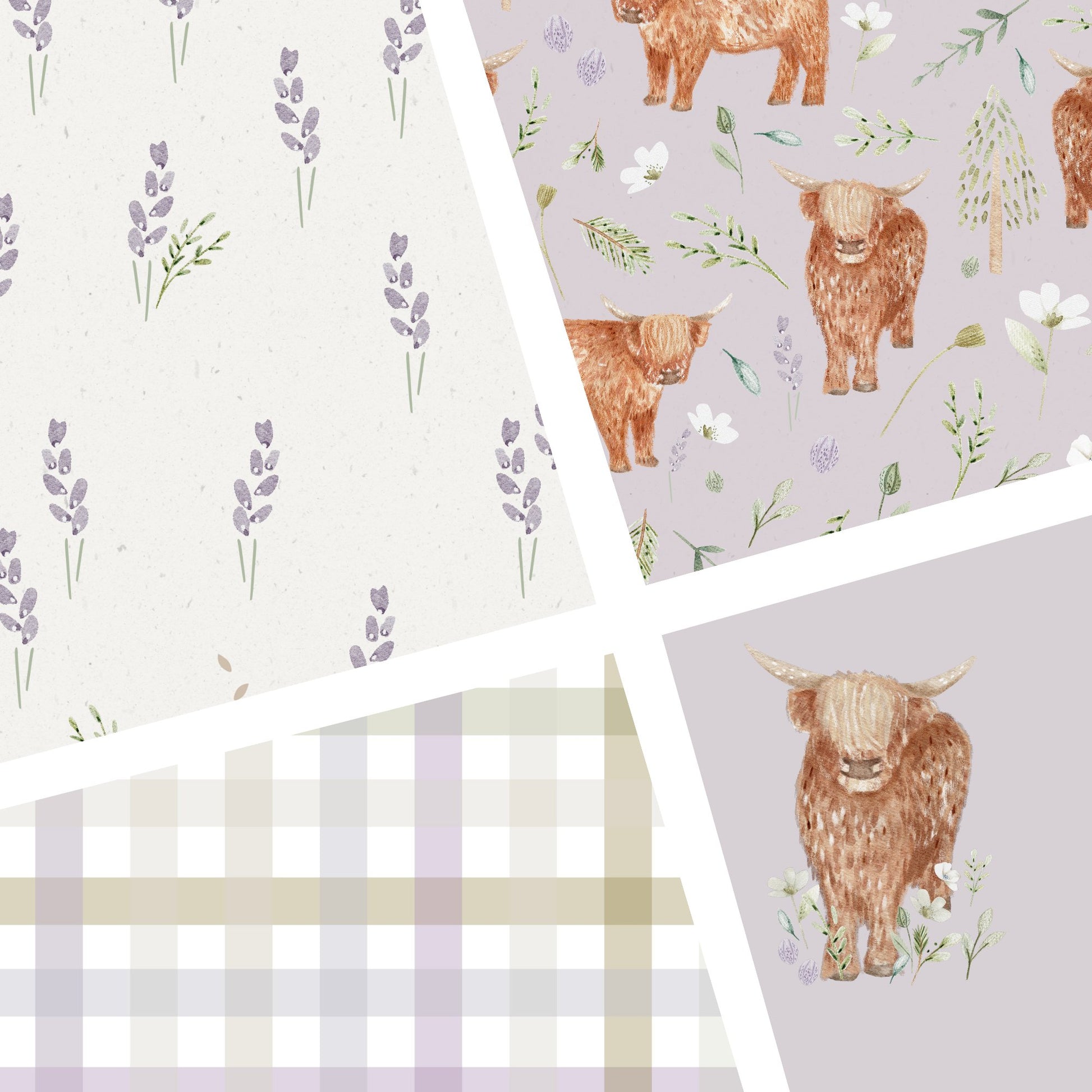 Lumelo and Ginger -Thistle Coordinating Fabric - Lavender on Ecru - Little Rhody Sewing Co.