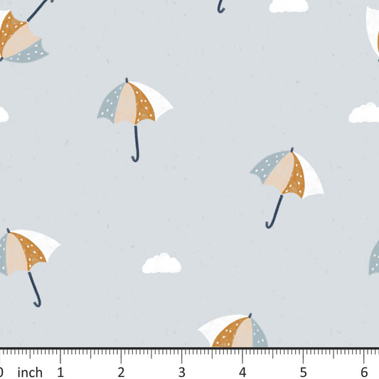 Lumelo and Ginger - Umbrellas - on Sky - From the Minis Collection - Little Rhody Sewing Co.