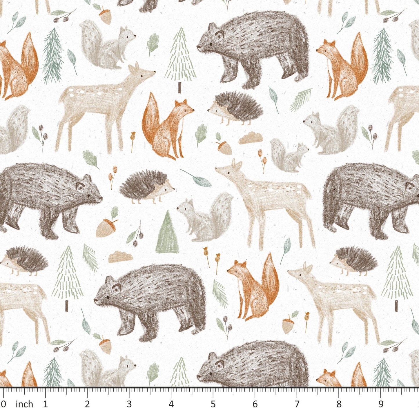 Lumelo and Ginger - Woodland Walk on Salt - Bear - Deer - Squirrel - Fox - Hedgehog - Little Rhody Sewing Co.