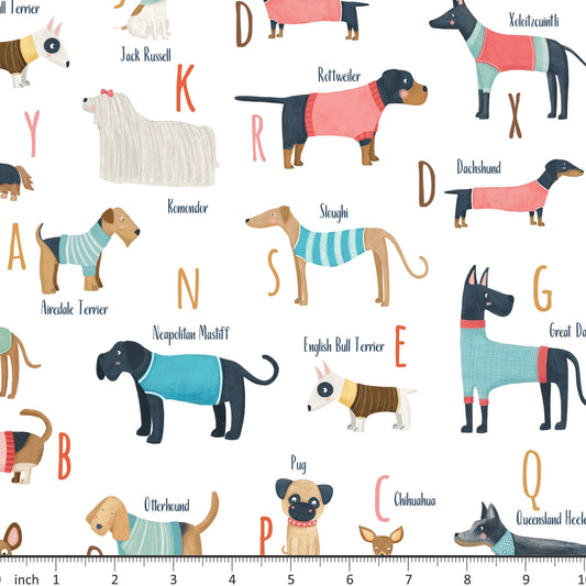Marta Munn Designs - Alphabet Dogs - on White - Little Rhody Sewing Co.
