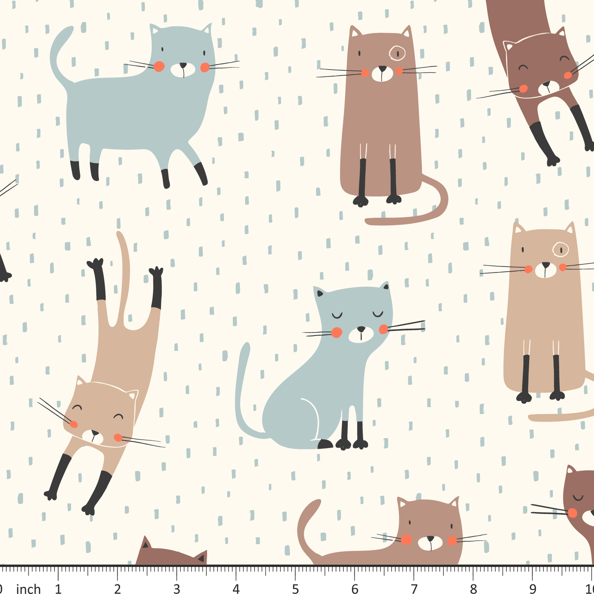 Marta Munn Designs - Cats - on Vanilla - Little Rhody Sewing Co.