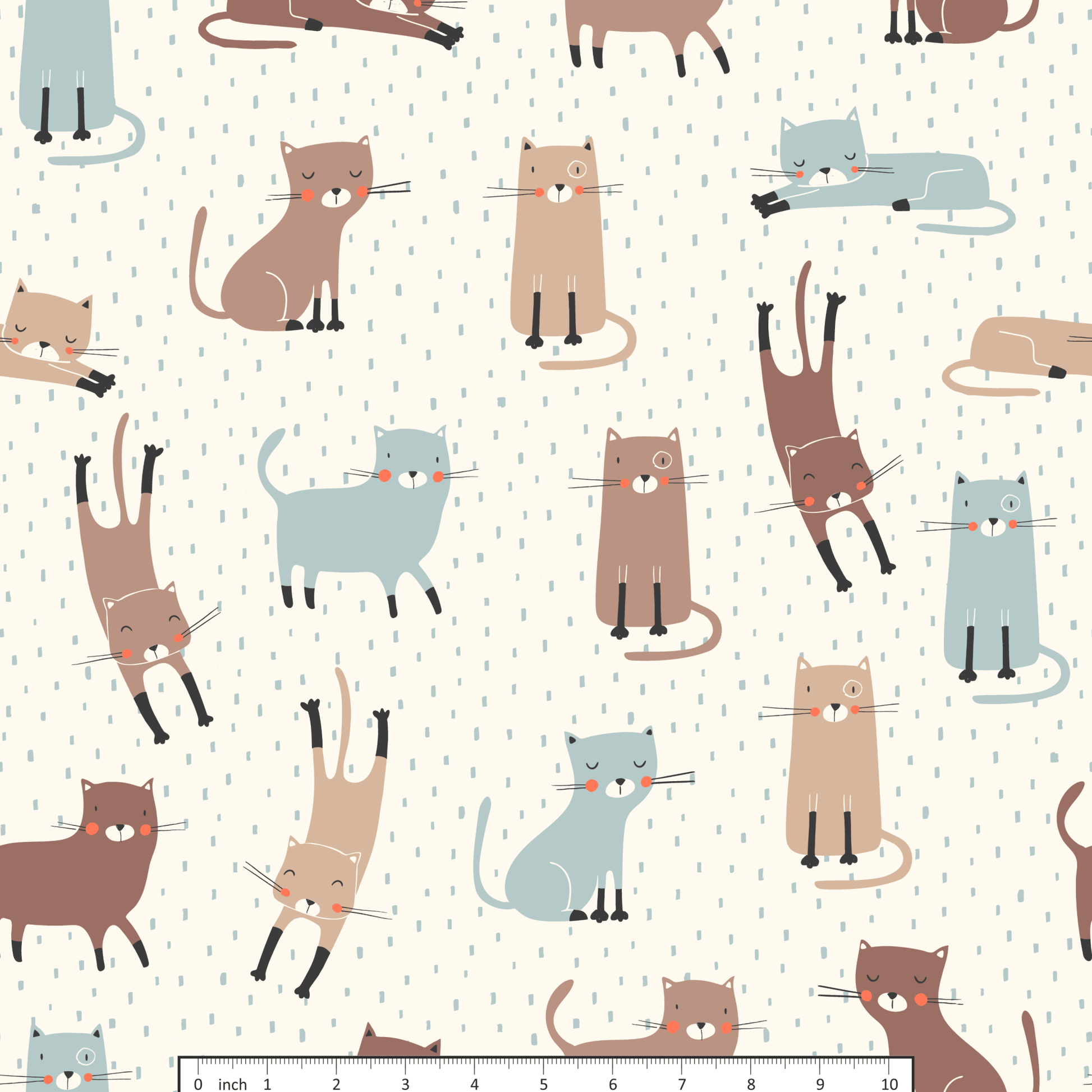 Marta Munn Designs - Cats - on Vanilla - Little Rhody Sewing Co.