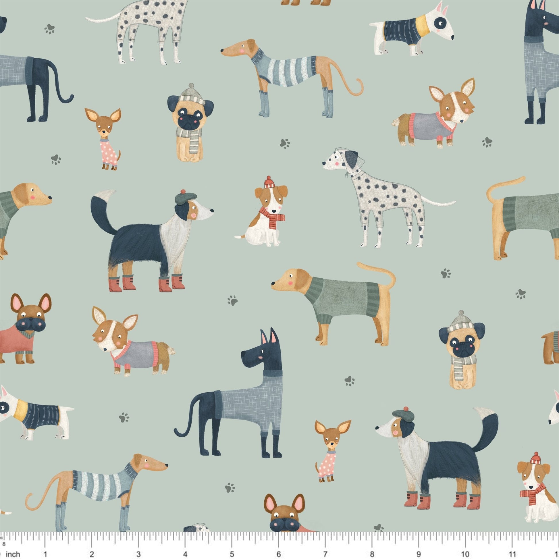 Marta Munn Designs - Doggies - on Mint - Little Rhody Sewing Co.