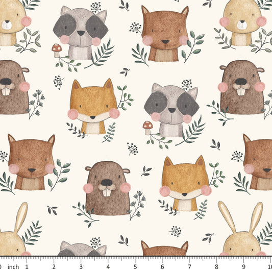 Marta Munn Designs - Forest Animals - on Ecru - Little Rhody Sewing Co.