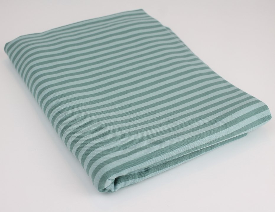 Mint Medium Stripes - Yarn Dyed Jacquard Jersey - By the 1/2 Yard - European Knit Fabric - Little Rhody Sewing Co.