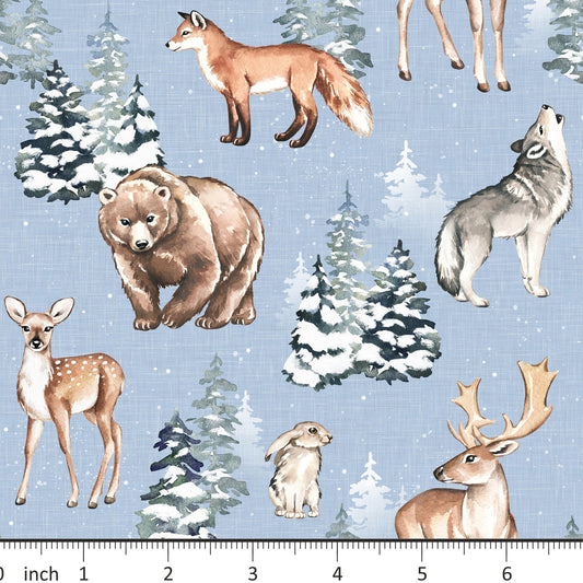 Mirabelle Print Preorder- Snowy Woodland - Little Rhody Exclusive Colorway! - Little Rhody Sewing Co.