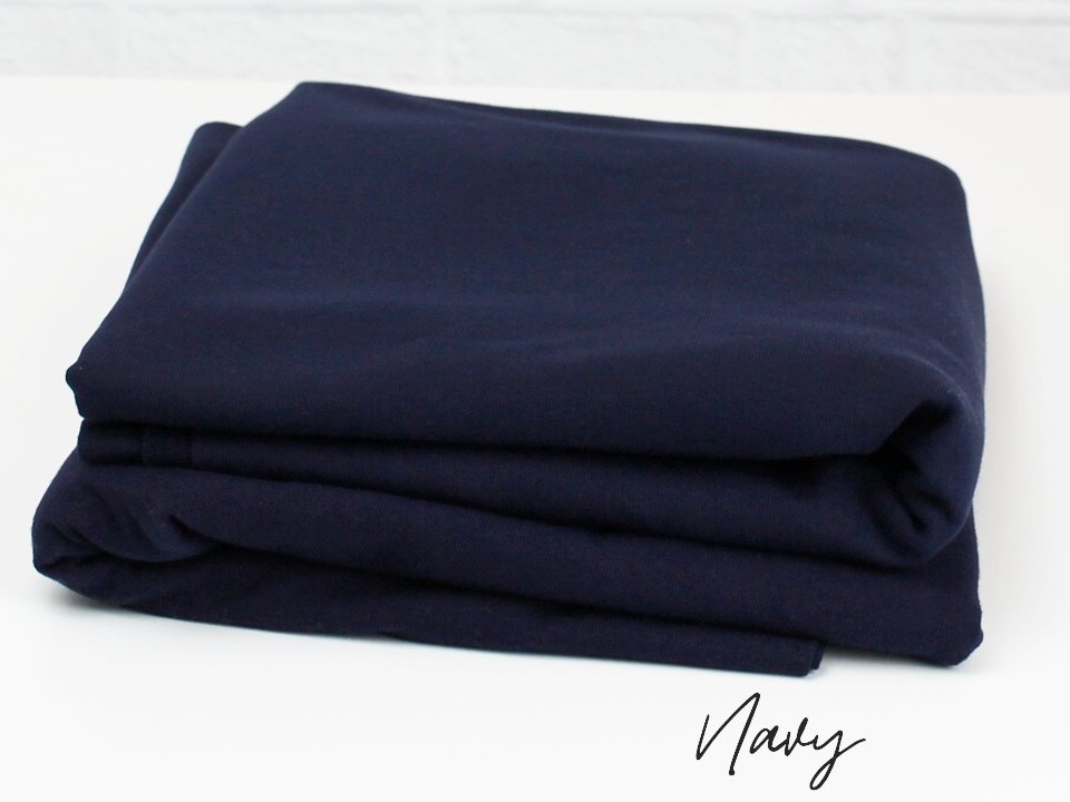 Navy Blue - Euro Ribbing - Jersey - French Terry - Fleeced French Terry - High Loop French Terry - Little Rhody Sewing Co.