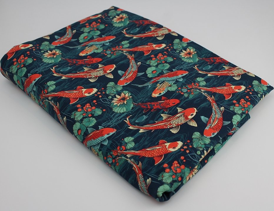 Only 1 yard left! - Koi Pond - Cotton Lycra Jersey - By the 1/2 Yard - Little Rhody Sewing Co.