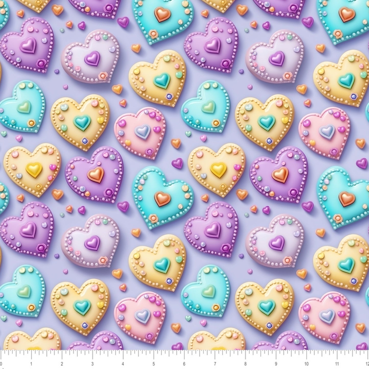 Pastel Hearts on Lavender - Little Rhody Sewing Co.