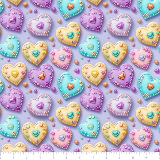 Pastel Hearts on Lavender - Little Rhody Sewing Co.