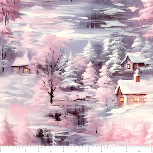 Pastel Pink Winter Landscape - Little Rhody Sewing Co.