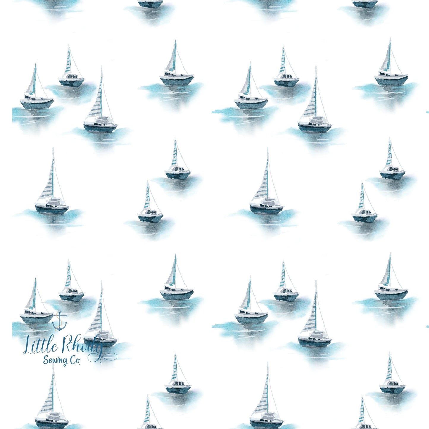 Peaceful Boats - Tatra Cottage - Cotton Lycra Jersey - By the 1/2 Yard - Little Rhody Sewing Co.