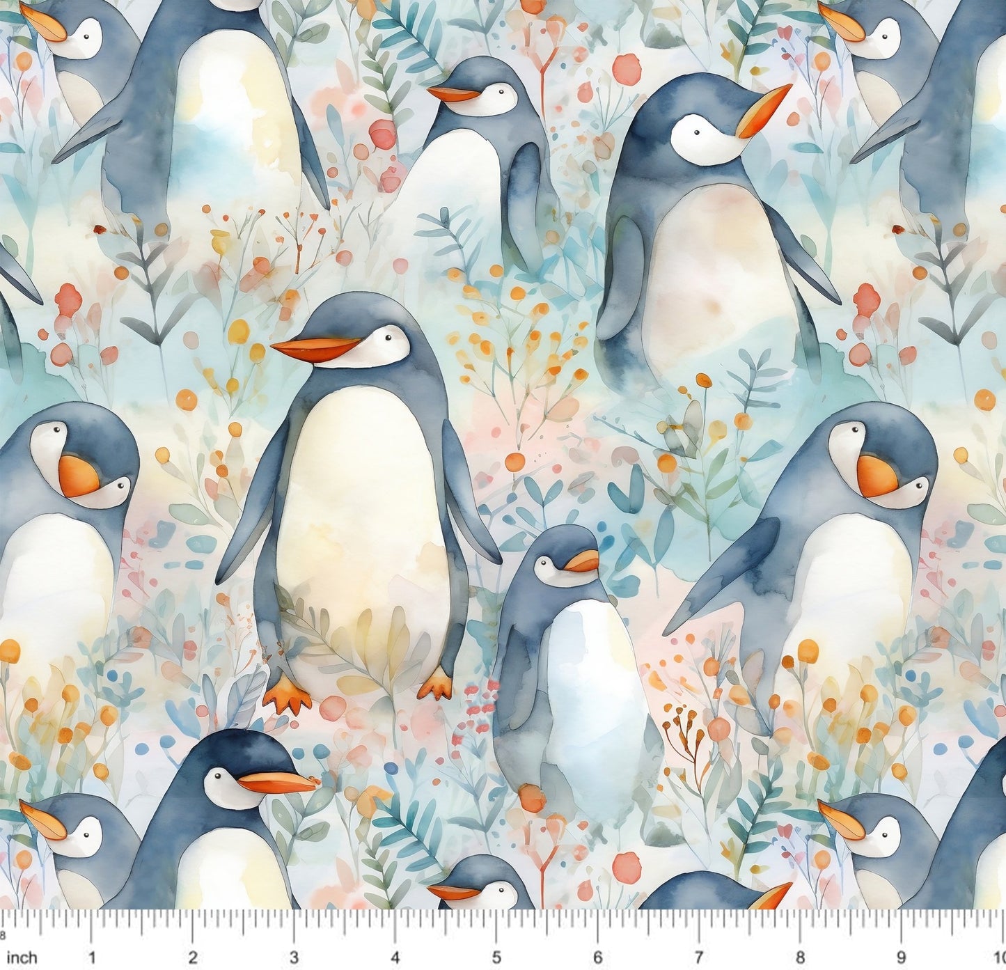 Penguins - Floral - Little Rhody Sewing Co.