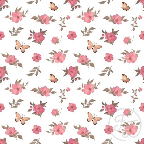 Pink Flowers and Butterflies - Little Rhody Sewing Co.