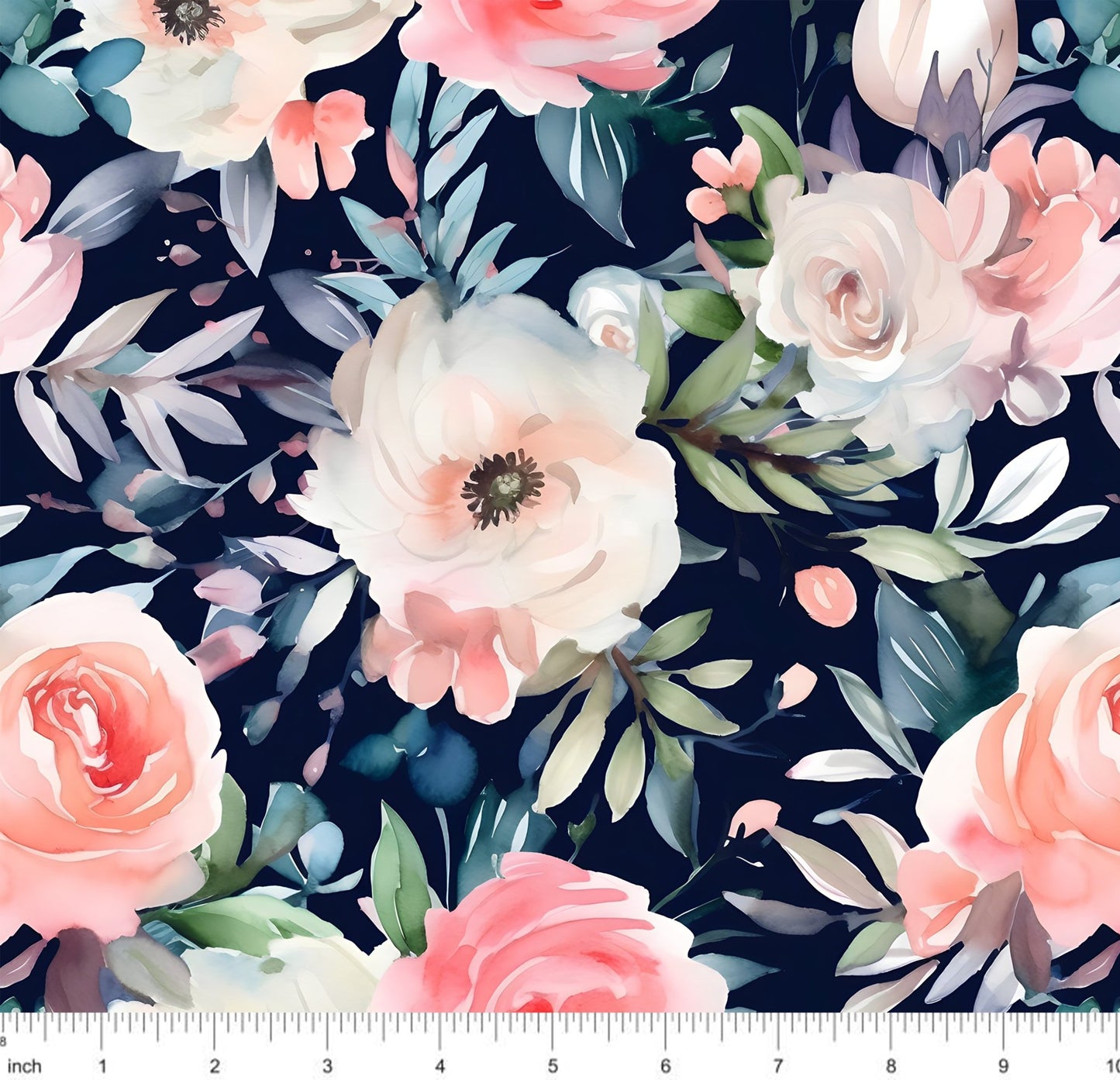 Pink Flowers on Navy - Little Rhody Sewing Co.
