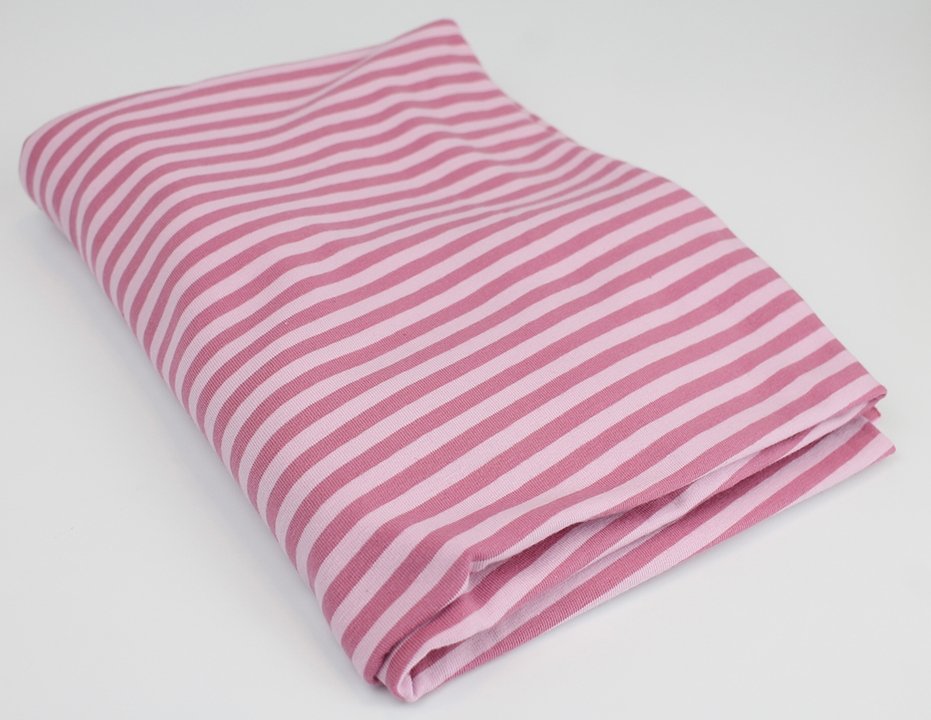 Pink Medium Stripe- Yarn Dyed Jacquard Jersey - By the 1/2 Yard - European Knit Fabric - Little Rhody Sewing Co.