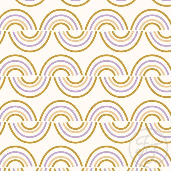 Rainbow Stripe in Purple Satin Sheen Gold and Desert Sand - Little Rhody Sewing Co.