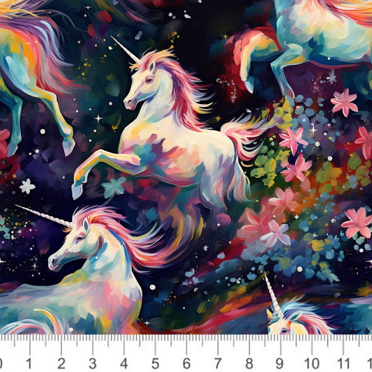 Rainbow Unicorn Floral Space - Little Rhody Sewing Co.
