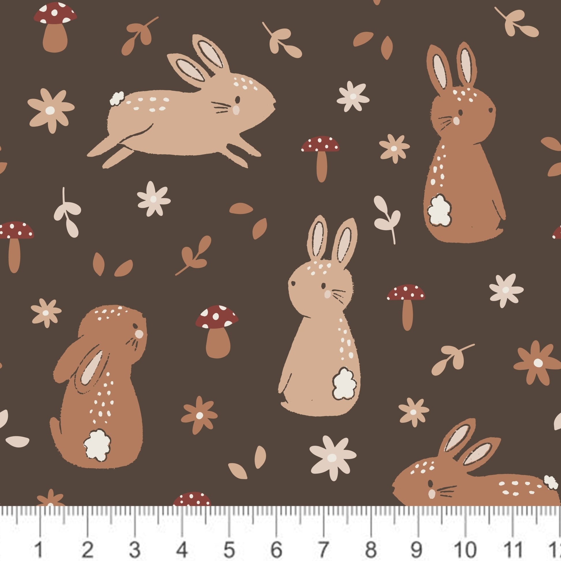 Raspberry Pattern Co - Bunnies on Brown - Little Rhody Sewing Co.