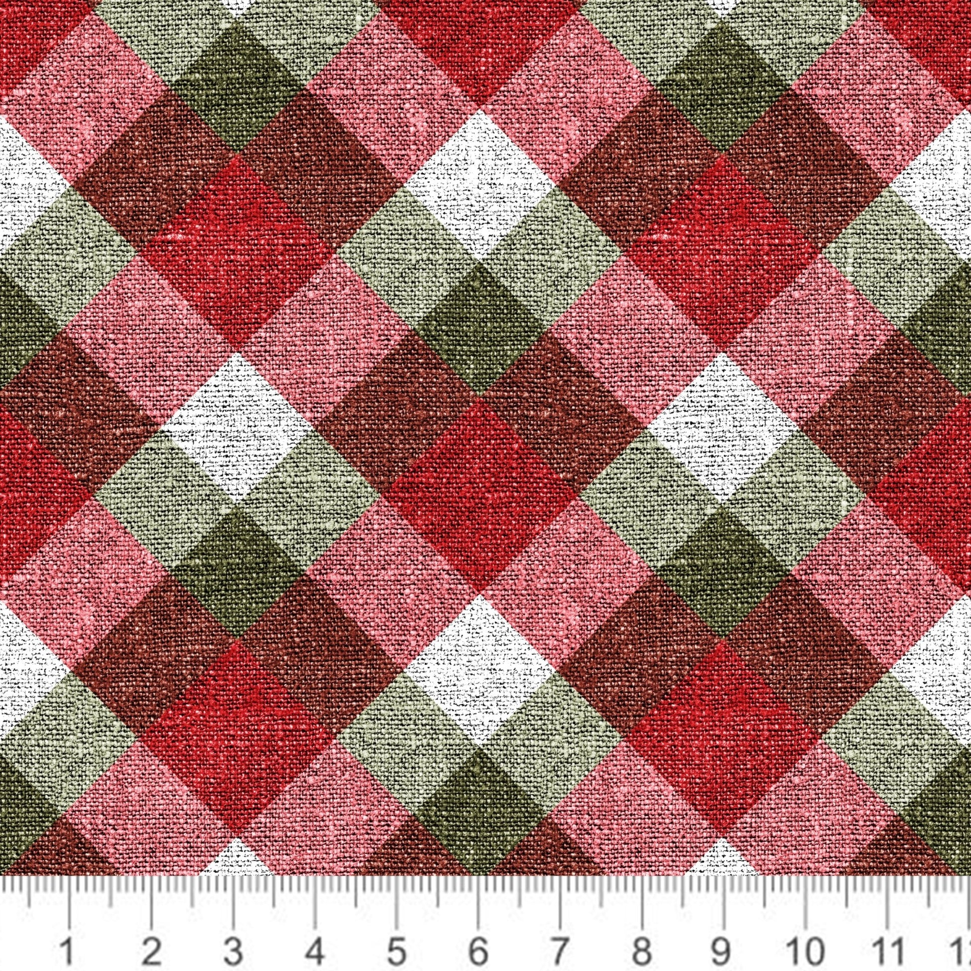 Raspberry Pattern Co - Christmas Plaid - Red and Green - Faux Linen - Little Rhody Sewing Co.